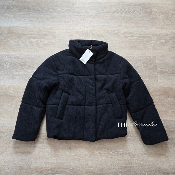 Sherpa Puffer Jacket Quince Size Medium New With Tags Retro Black MSRP $90 - Picture 1 of 16